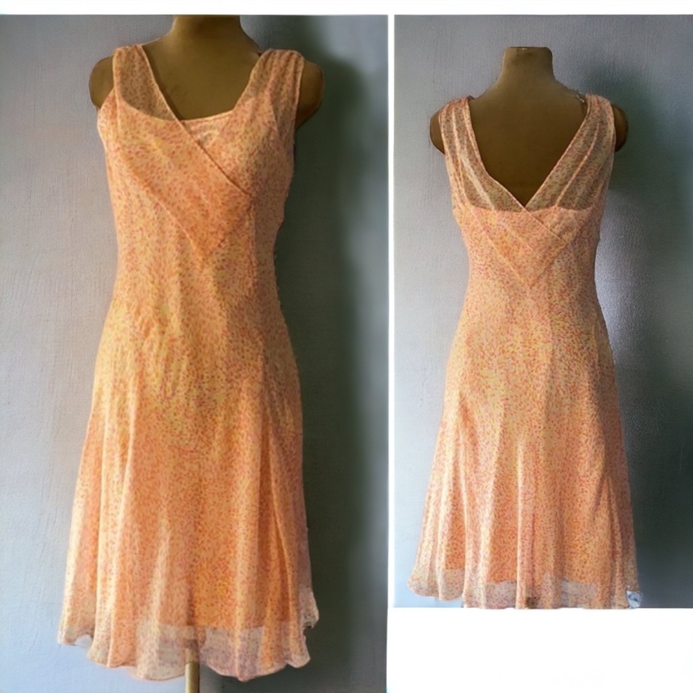 Talbots Petite 100% Silk Pastel Layered Dress Size 4P